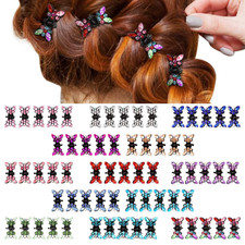 65Pcs Small Mini Butterfly Hair Clips with Rhinestone, Interlocking Teeth for Wo