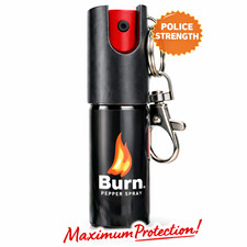Burn Pepper Spray Keychain for Self Defense 1/2oz Black Security Protection