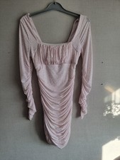 Boux Avenue white/pink leopard print ruched bodycon mini dress size 12