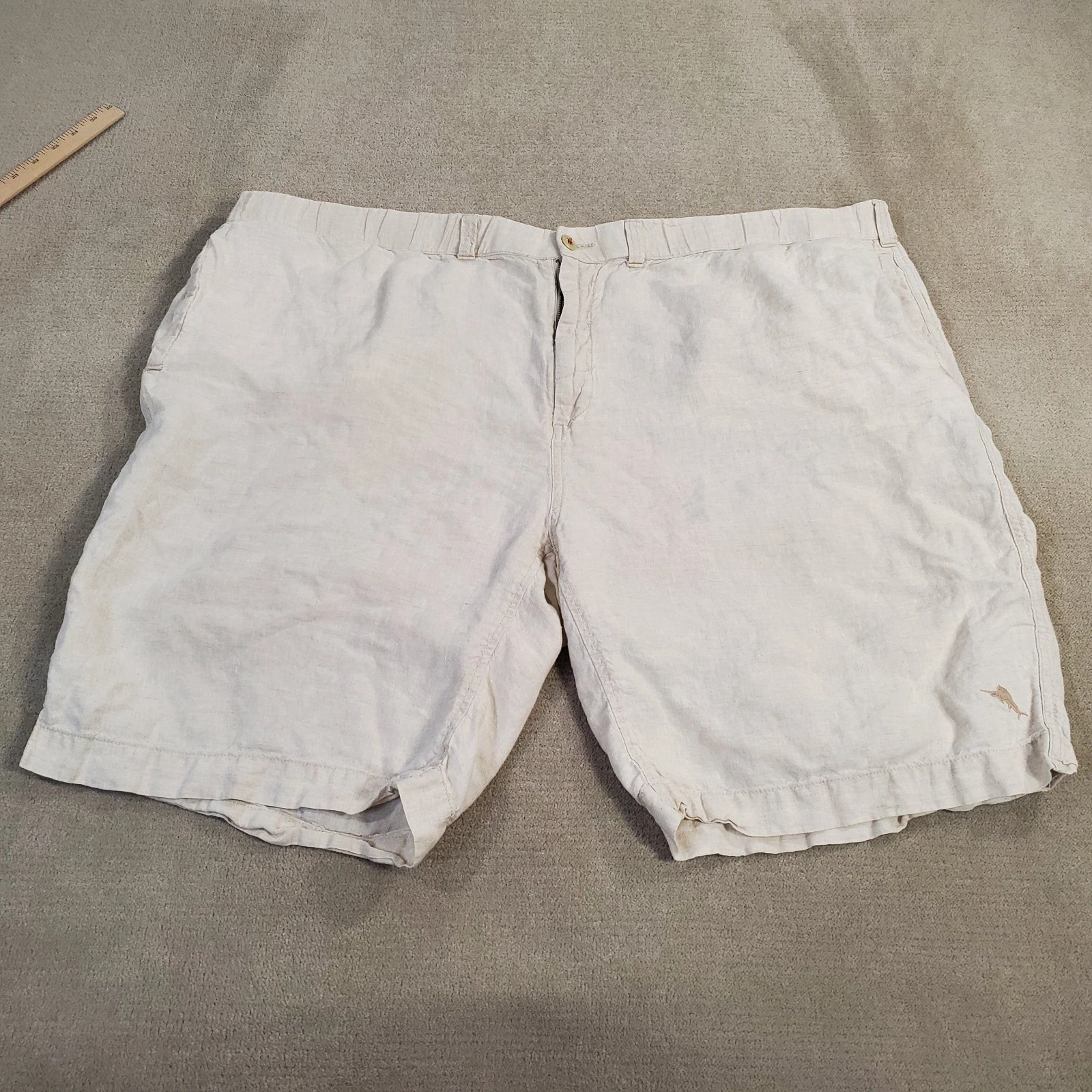 Tommy Bahama Relax Linen Shorts Mens 3XB Beige Chinos Flat Front Lightweight