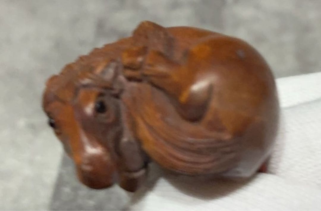 Inro Netsuke Horse Japanese Boxwood carved Antique From Japan