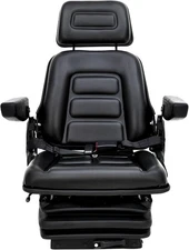  Suspension Seat Adjustable Backrest Headrest Armrest Forklift Seat w/Slide Rail