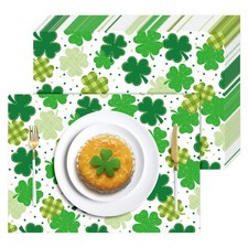 100 Pcs St. Patrick's Day Paper Placemats Table Mats Green Shamrock Disposabl