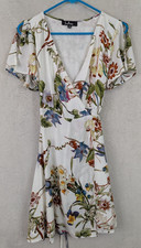 Lulus sz XS Mini Wrap Dress floral print lined ties ss 1420