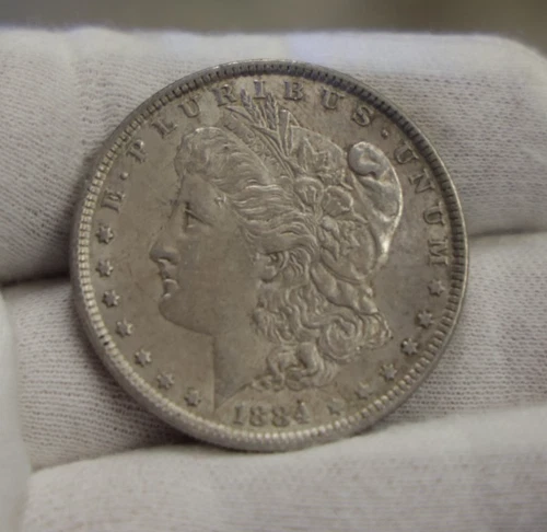 1884 US Morgan Silver Dollar $1 AU+