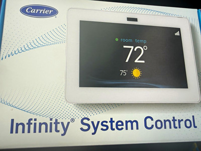 Carrier Infinity System Control Touchscreen Thermostat Programmable Alexa White