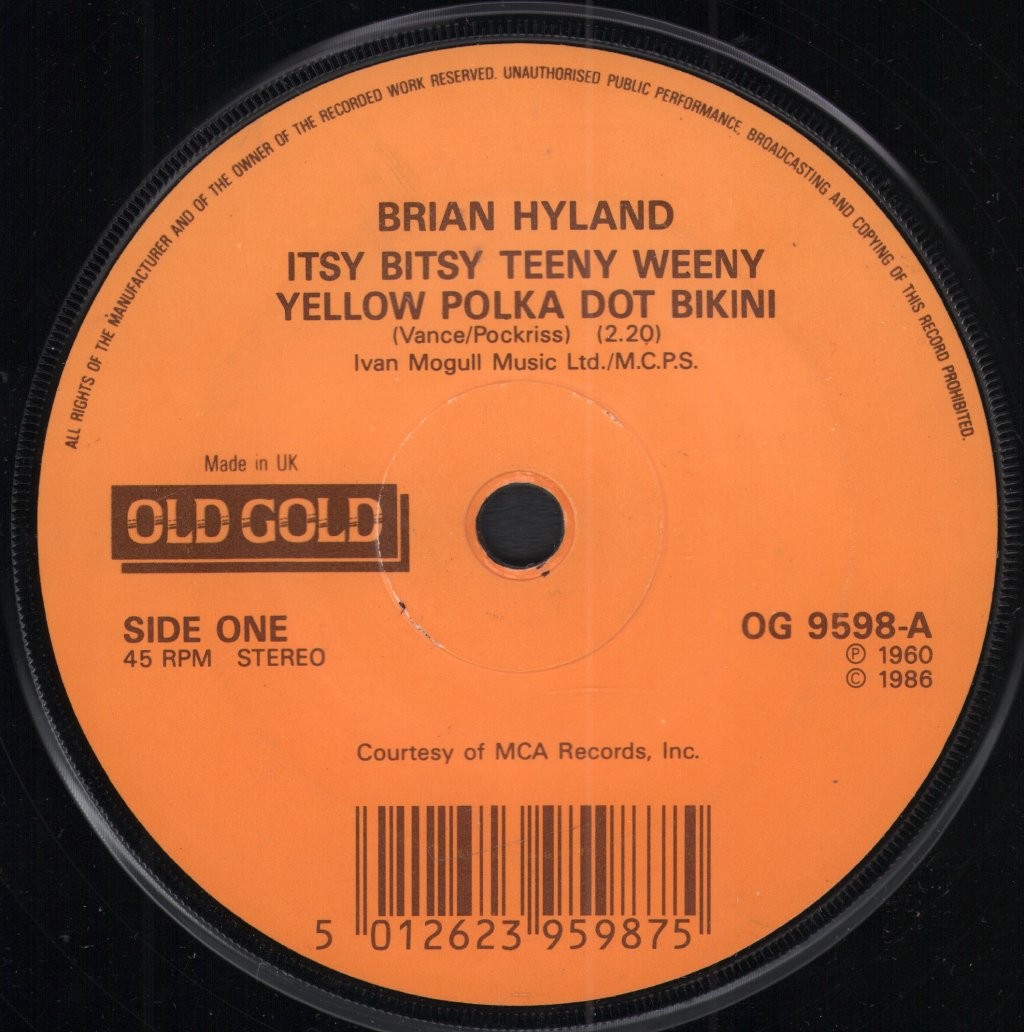 Brian Hyland/Robin Luke Itsy Bitsy Teeny Weeny Yellow Polkadot Bikini 7"" vinyl