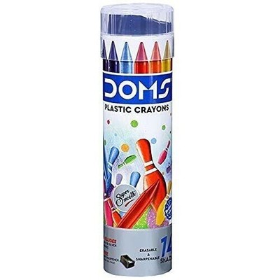 Doms Non-Toxic Super Smooth Plastic Crayons in Round Tin Box