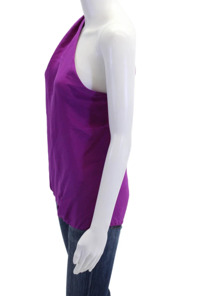 Ramy Brook Womens Silk One Shoulder Short Sleeve Blouse Purple Size S - Image 2 of 4