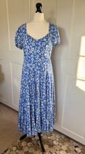 Rixo Tamara Blue/Red & White Floral Tiered Skirt Dress - Size M