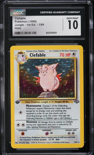 Clefable (1st Edition) graded CGC 10 for sale on eBay