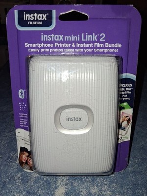 NEW Fujifilm White INSTAX Mini Link 2 Smartphone Printer & Instant Film Bundle