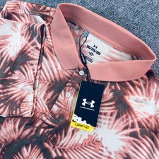 Under Armour Men's 2XL Matchplay Printed Polo Shirt Coral Palm Tropical 1377377