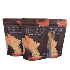 3 Pack Ryze Organic Mushroom Coffee W/ 1 RYZE Spoon 100% Authentic FREE SHIPPING