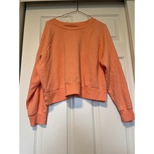 Colsie Women's Orange Crewneck Sweatshirt Cropped Cozy Pullover XL