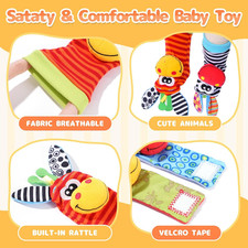 Baby Toys 0-6 Months, Infant Wrist Rattles and Foot Finder Socks Set