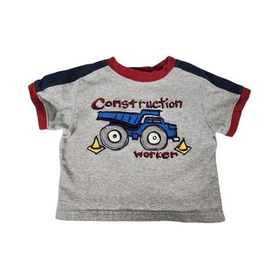 Miniwear Kids Construction Worker Dump Truck Ringer T-Shirt Gray Red 6-9 Months