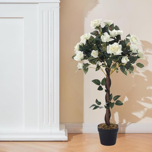 Large Artificial Rose Flower Tree in Pot Indoor Outdoor Fake Plant Home Decor - Picture 8 of 14