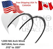 1,000 Niti Arch Wires NATURAL form sizes .012' to .020' Orthodentalusa Corp. CAN
