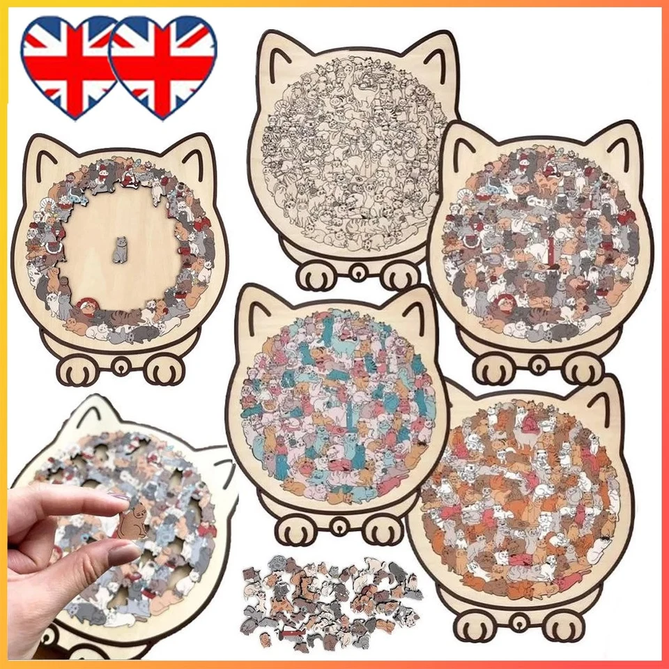 135-Piece Morandi-Colored Cat Shaped Wooden Jigsaw Puzzle, Cats Shaped Puzzles - Image 3 of 4
