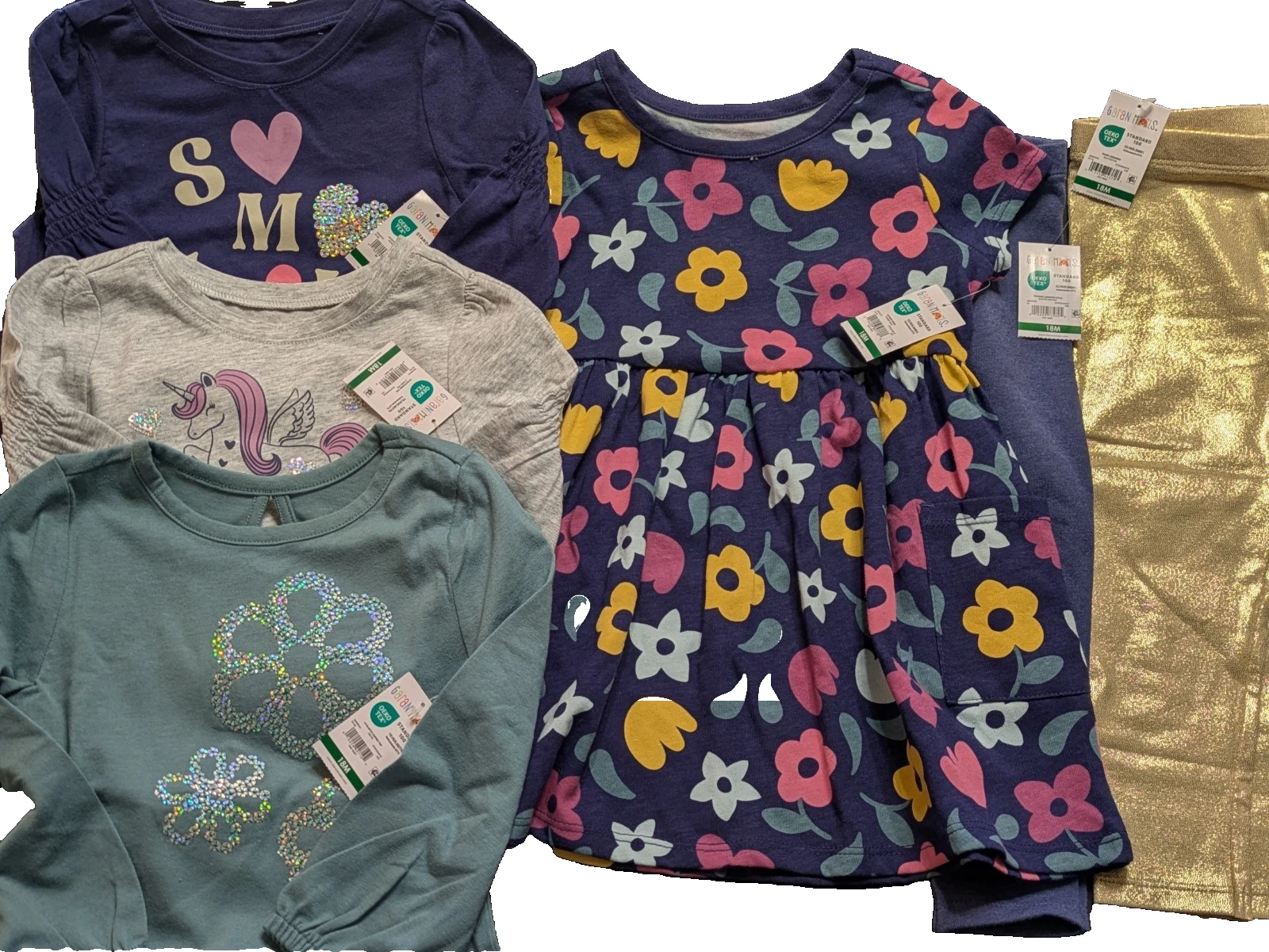 ​Lot of 6 Garanimals Baby Girl Clothes 18M NWT Dress Leggings Unicorn Sparkle