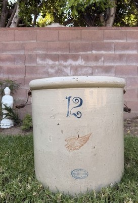 Antique 12 Gallon Red Wing Stoneware Crock, Bail Handles | eBay