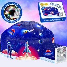 Galactic Aerodome with LED Lights - Inflatable Space Fort for Kids Aged 3-12,...