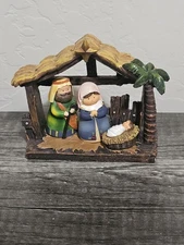 NATIVITY FIGURINE with Baby Jesus, Joseph and Mary Manger E