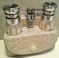 Vintage SELSI 2.5x Mother Of Pearl Opera Glasses In cloth case JAPAN