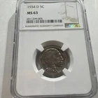 1934 D Buffalo Nickel MS 63 NGC Graded