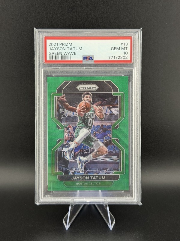 Jayson Tatum 2021 Prizm Green Wave #13 PSA 10