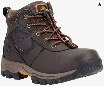 Timberland Youth Mt. Maddsen WP Hiking Boots Dark Brown Full-Grain Size 1.5