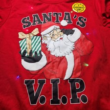 Holiday Time Men's XL Christmas Santa VIP Light Up Crewneck Fleece Sweatshirt