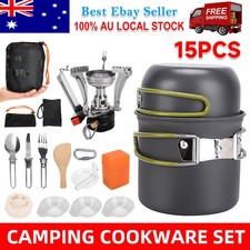 Camping Cookware Mess Kit Pot Pan Set Outdoor Hiking Backpacking Picnic Compact