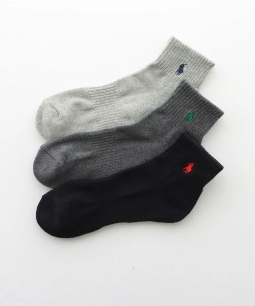 POLO RALPH LAUREN Unisex Short Socks 3-Pair Set Gray Mix 3 Sizes 23824