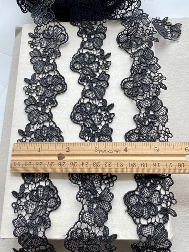 2 Yards Black Embroidered Ribbon Lace Trim for DIY Sewing/Crafts/Belts/1.5"Wide - Picture 4 of 21