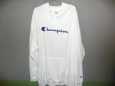 Mens Champion Full Script Big Tall White Big Logo Hoodie Pullover SZ 3XLT EUC