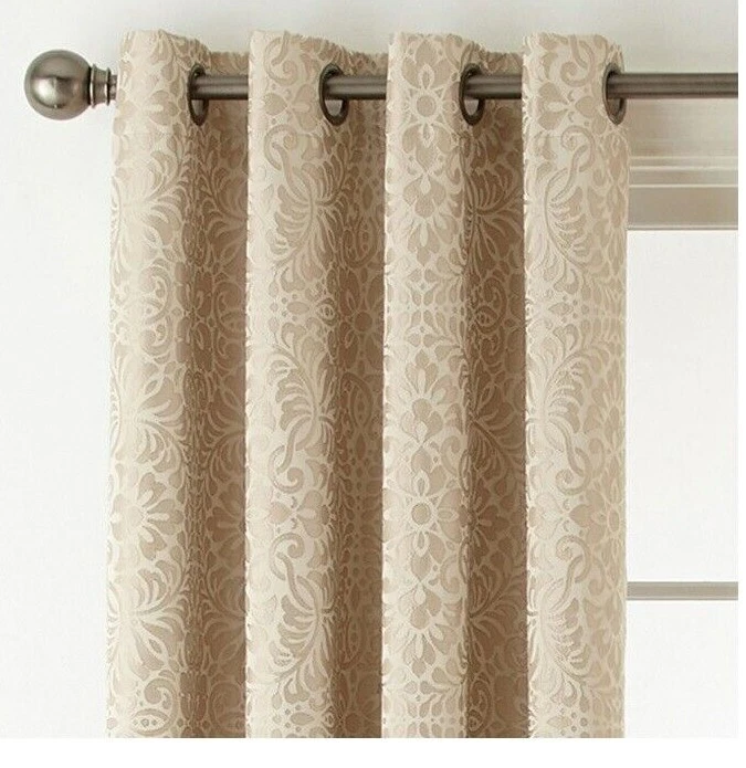 50X84 JCP Plaza 挂毯索环窗帘面板 卵石沙滩 卡其色 米色 遮光 — 第 2/4 张图片