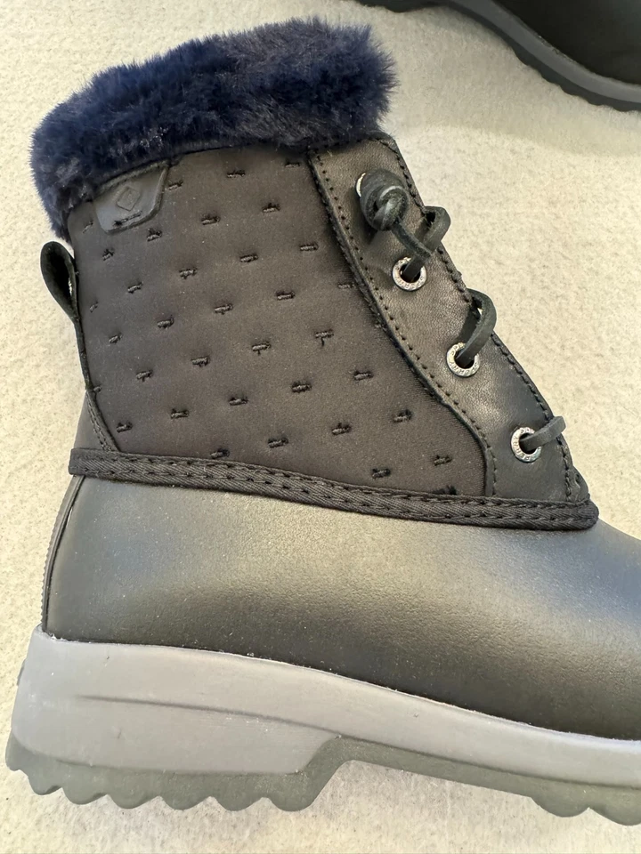 Botas Sperry Para Mujer Talla 6 Nuevas Marítimas Shibori Negras Impermeables Borde de Piel Cálido Foto 3 de 4