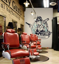 3D Happy G3478 Hair Cut Barber Shop Wallpaper Wall Murals Self-adhesive E