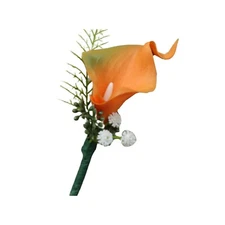 Orange Real Touch Calla Lily Boutonniere rustic boho prom homecoming wedding