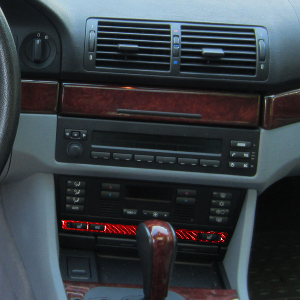 Red Carbon Fiber Interior Seat Heated Button Cover Trim For BMW 5