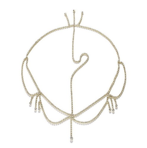 Women Forehead Rhinestone Tassels Droplet Jewelry Ball hair Chain Veil 30021 - Picture 4 of 10