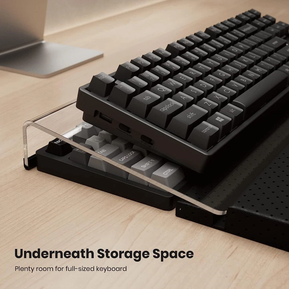 Clear Acrylic Tilted Computer Keyboard Holder for Easy Ergonomic Typing, Wrist - Image 3 of 4