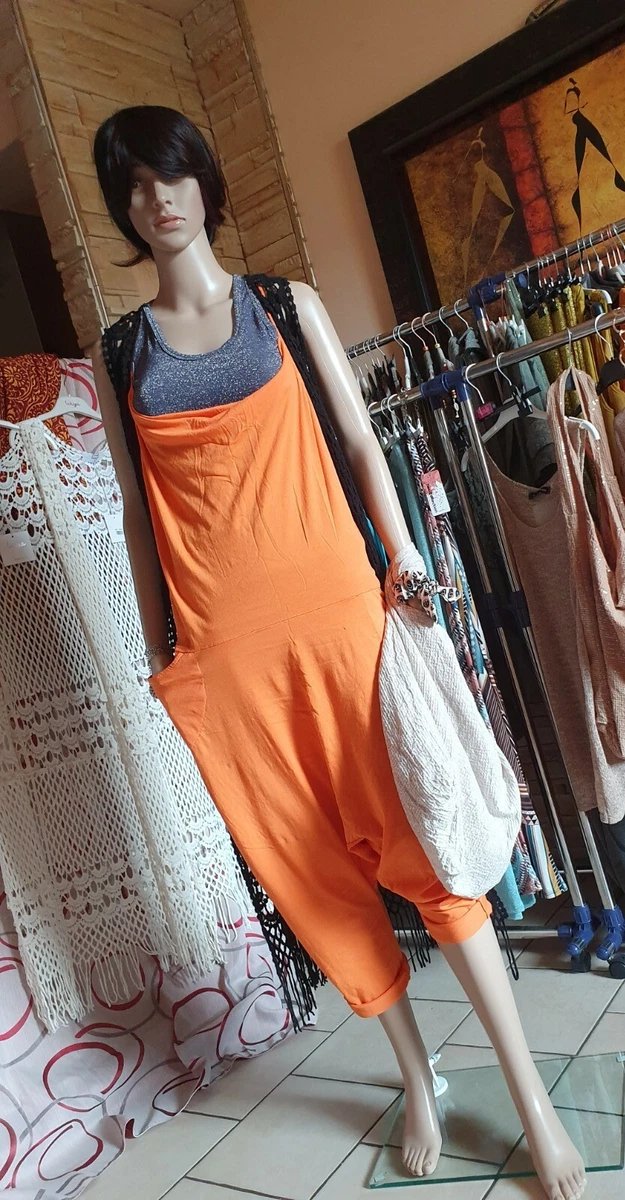 Tuta Donna Senza Maniche Con Scollo Rotondo | Cavallo Basso, Gamba Larga | Tessuto Morbido Con Tasche | Estate