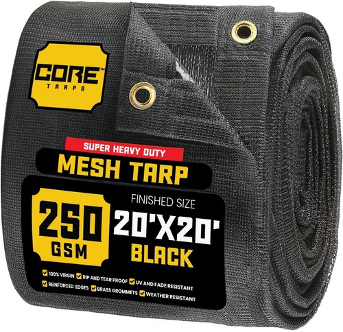 60% black shade cloth with grommets 20 x 20 ft heavy duty mesh tarp sun shade cl