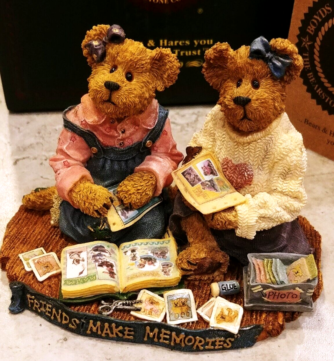 Boyds Bears Jen and Michelle Scrapbook Friends Bearstone Figurine 2277924 New