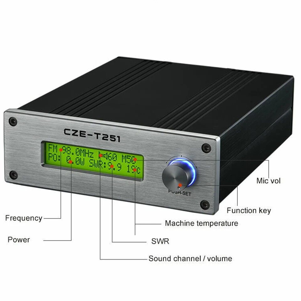Professional CZE-T251 25W FM transmitter stereo broadcast adjustable &GP Antenna - Image 4 of 4