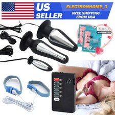 E-Stim Electric S-hock Penis Enhancer Anal Plug Stretcher Dilator Kit Sex Toy