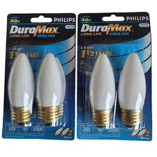 4- Philips Duramax Light Bulb White Long Life 40W Medium Base Ceiling Deco Fan